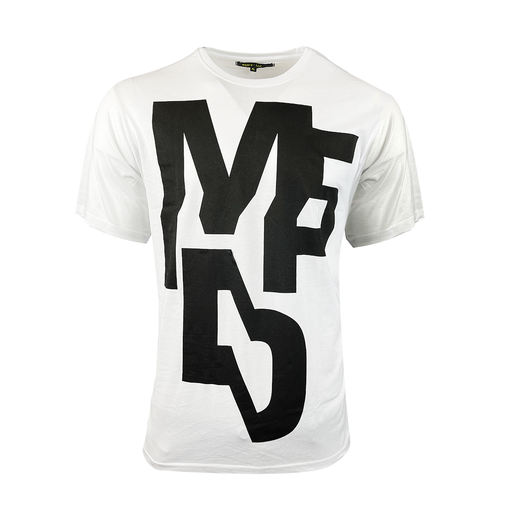 Mens Letter Printed Short Sleeve Crew Neck White T-Shirt Stylish Top
