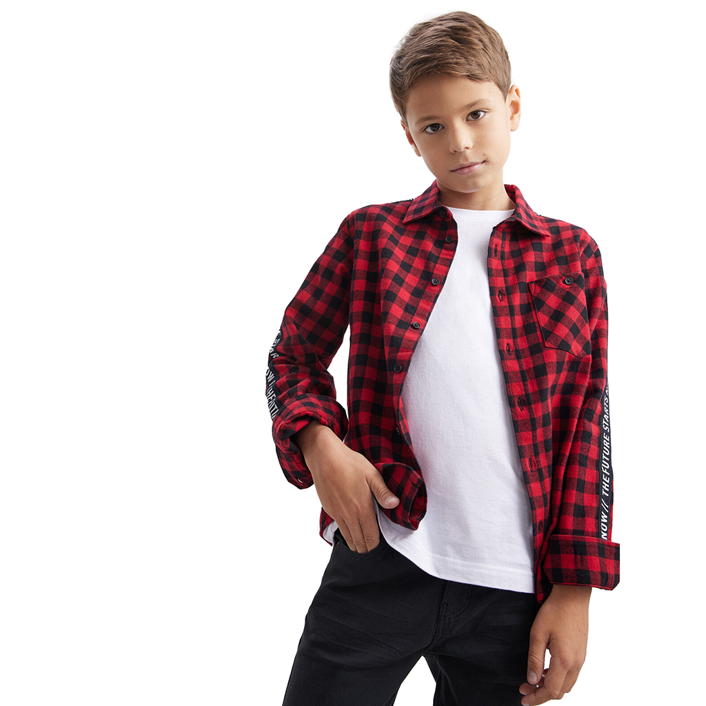 Boys Long Sleeve Smart Plaid Flannel Shirt New Full Sleeve Shirts 7 Pack