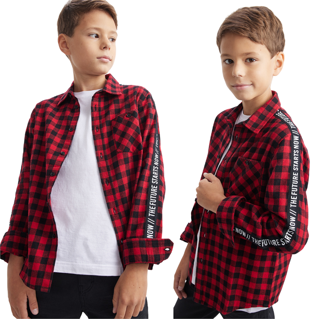 Boys Long Sleeve Smart Plaid Flannel Shirt New Full Sleeve Shirts 14 Pack