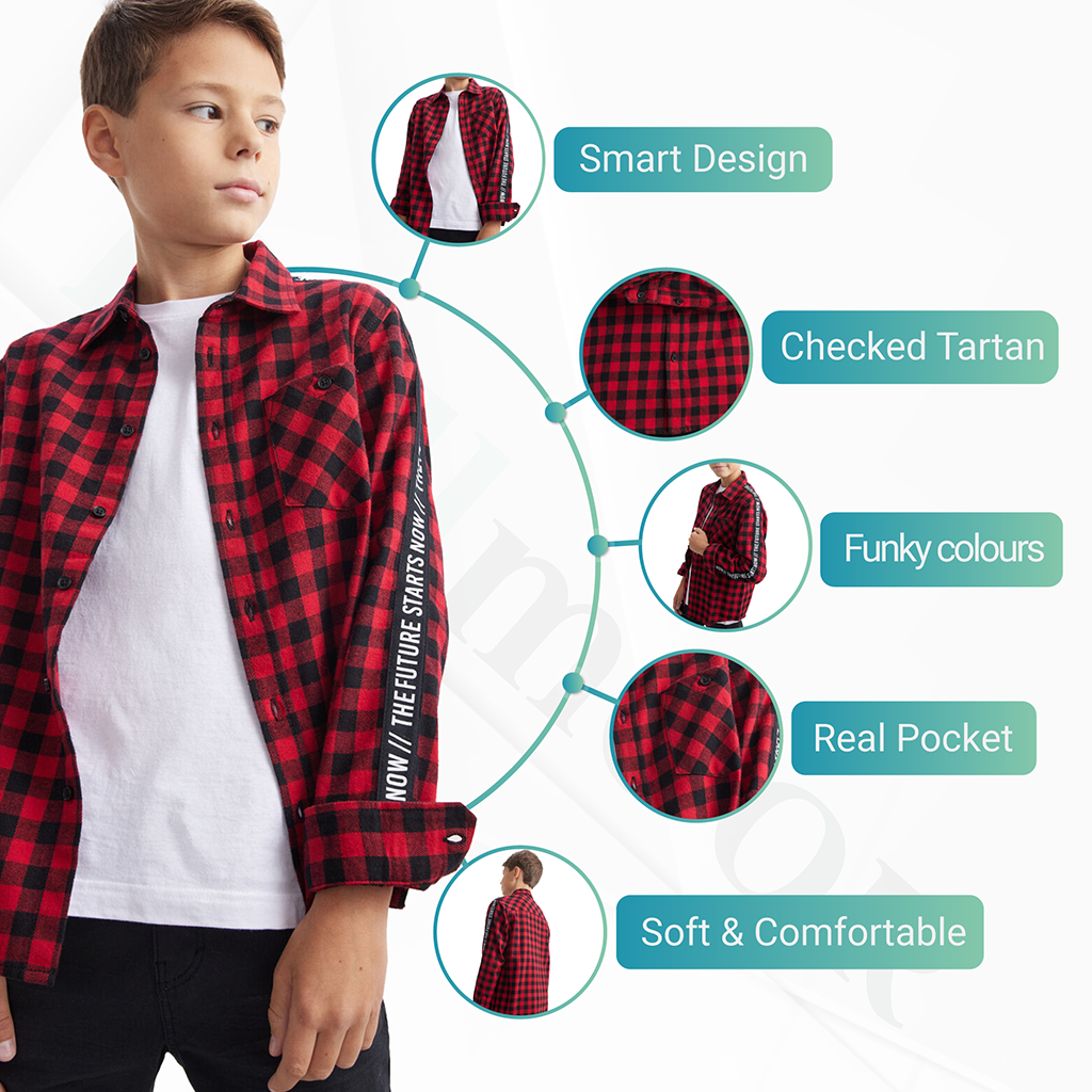 Boys Long Sleeve Smart Plaid Flannel Shirt New Full Sleeve Shirts 14 Pack