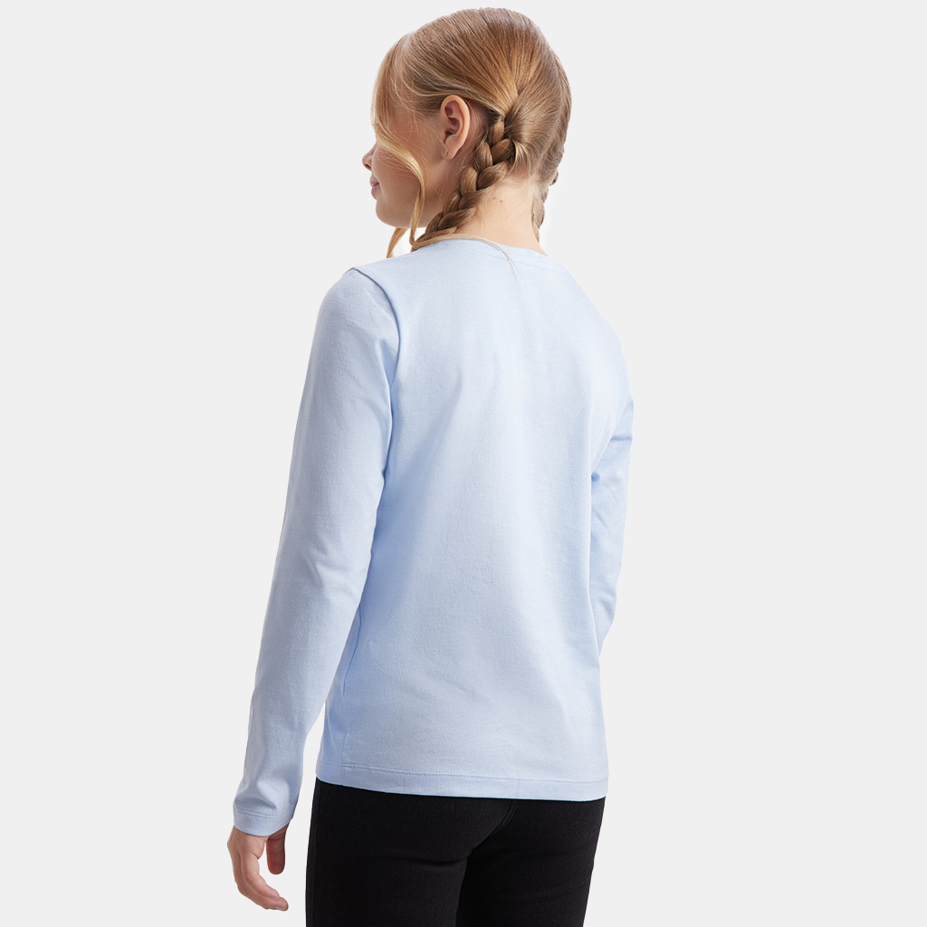 Girls T-Shirts Cotton Long Sleeve Fashion Kids Tee Tops 7-12Y, Blue, 12 Pack