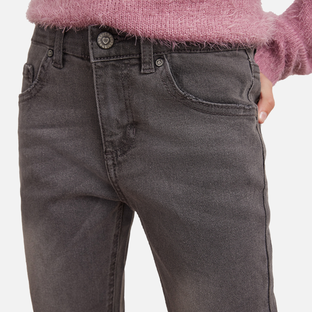 Girls Regular Denim Jeans Stretchy Pants Fashion fit Trousers Grey Pack of 6