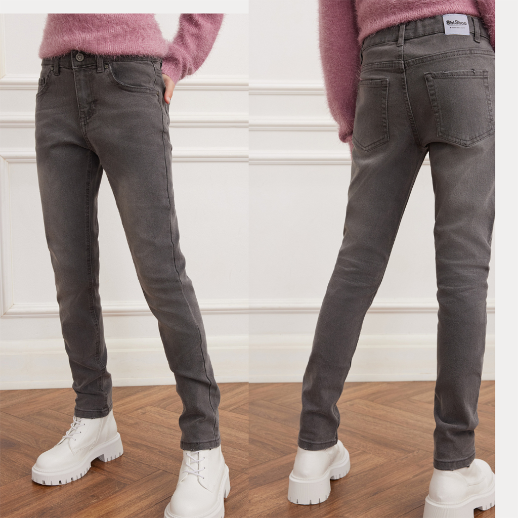Girls Regular Denim Jeans Stretchy Pants Fashion fit Trousers Grey Pack of 12