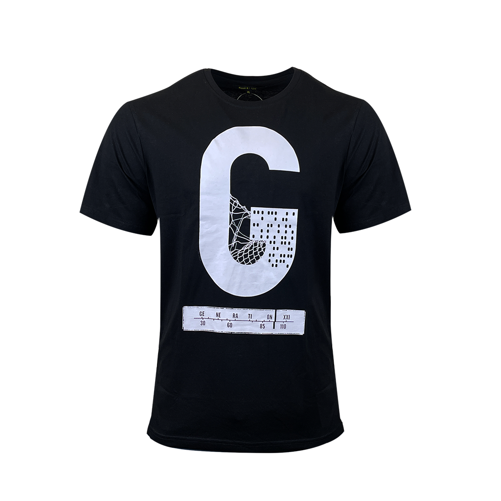 Mens Letter Printed Short Sleeve Crew Neck Black T-Shirt 100% Cotton